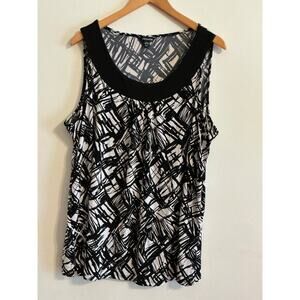 George Woman Black & White Sleeveless Blouse size 2X (18w-20w)